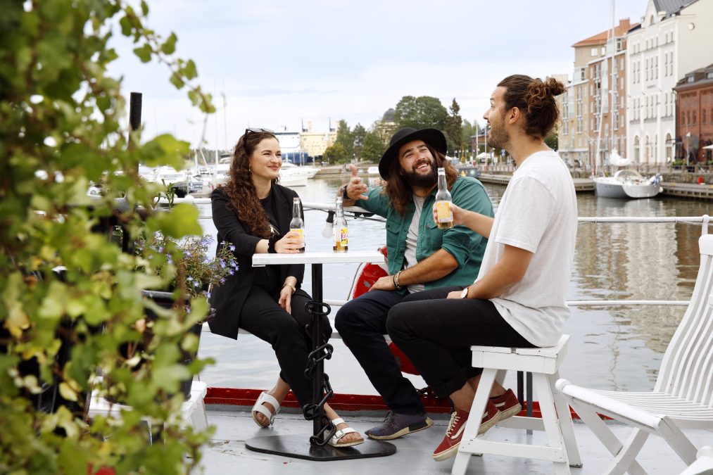 Friends eating at a terrace