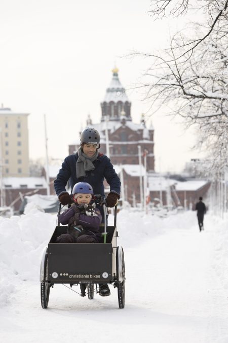 Dad biking with son