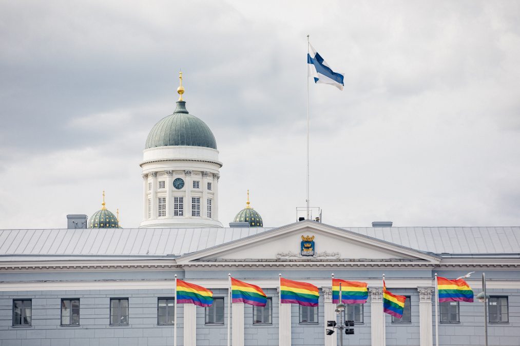 Jussi Hellsten - Helsinki Pride flags in front of the City Hall